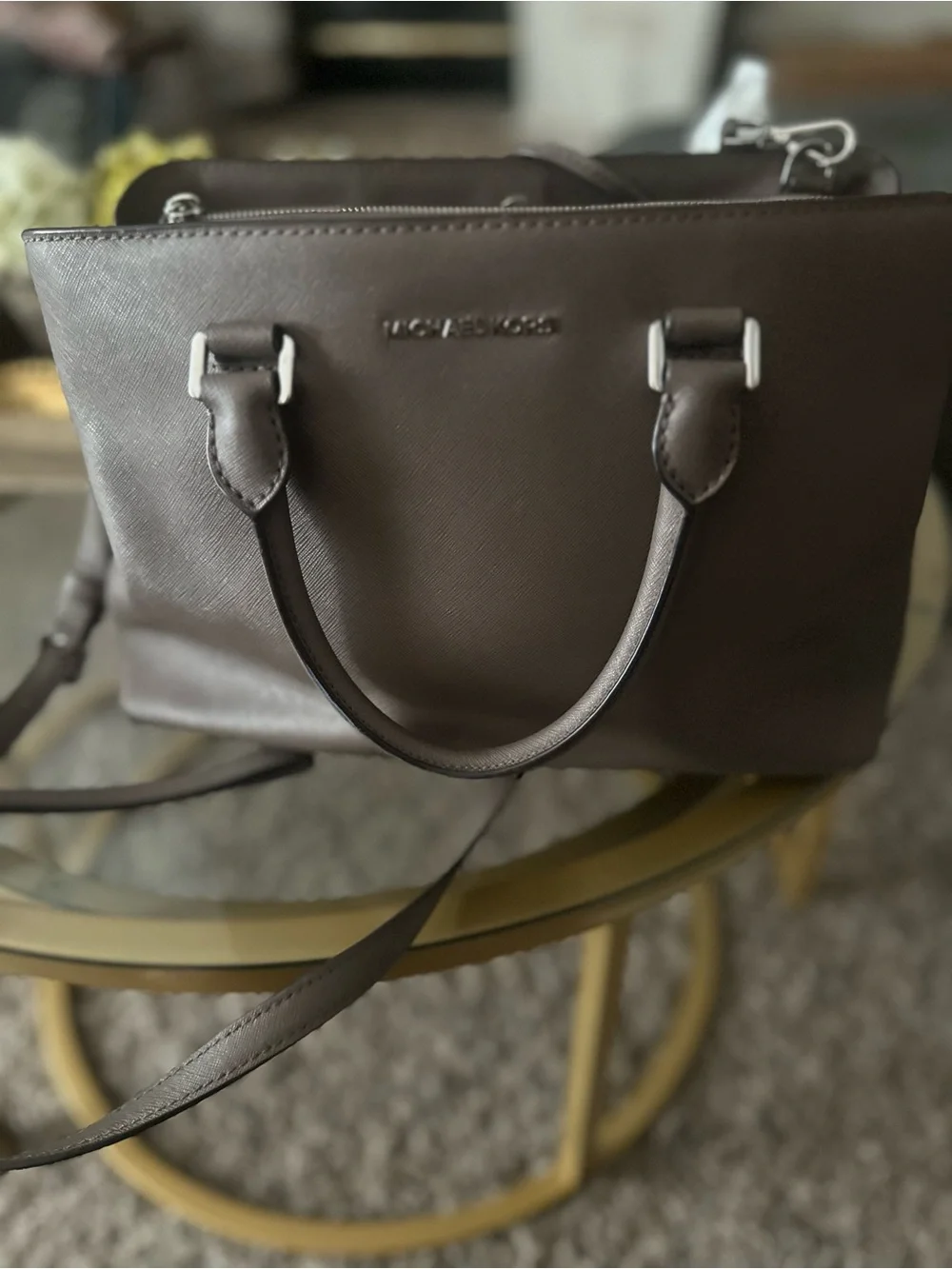 Michael Kors Brown Saffiano Satchel with Matching Wallet